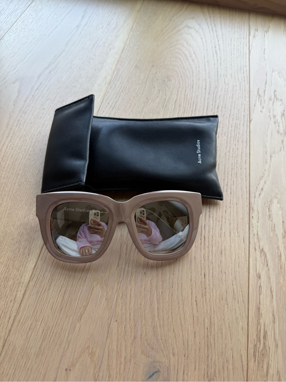 Acne Oversized Taupe-Beige Sunglasses with Dark Lenses